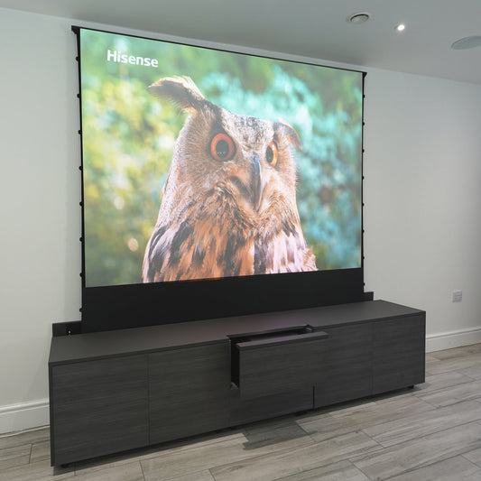 Integrated Cinema Solution including immersive wireless surround sound speakers