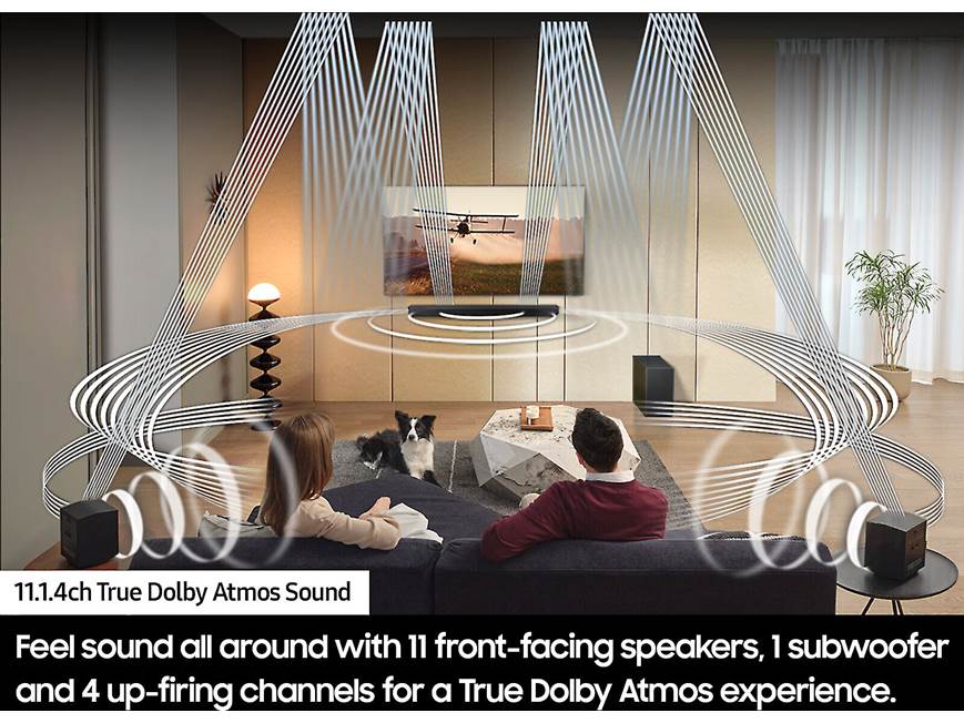 Integrated Cinema Solution including immersive wireless surround sound speakers